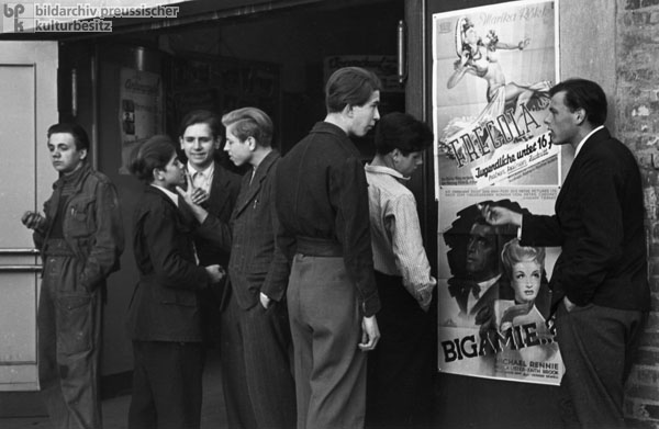 Young People in Front of a Cinema in Hamburg-St. Pauli (1948)